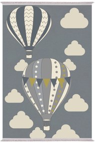 Παιδικό χαλί C7679.23 ΑΕΡΟΣΤΑΤΑ Μπλέ με Κρόσια 120x180 εκ. 120x180x1 εκ.