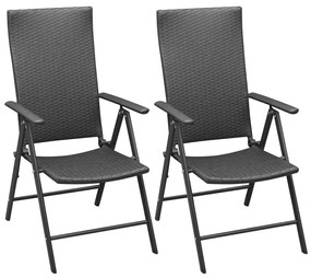 Καρέκλες Κήπου Στοιβαζόμενες 2 τεμ. Μαύρες από Συνθετικό Ρατάν