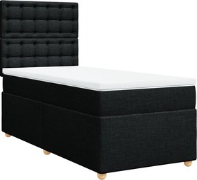 vidaXL Κρεβάτι Boxspring με Στρώμα Μαύρο 90x190 εκ.Υφασμάτινο