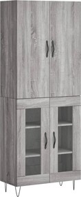 vidaXL Ντουλάπι Γκρι Sonoma 69,5 x 34 x 180 εκ. Επεξεργασμένο Ξύλο