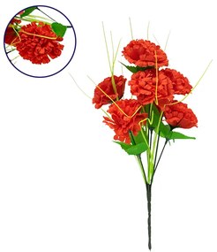 GloboStar 09073 Τεχνητό Φυτό Διακοσμητικό Μπουκέτο Κόκκινο M20cm x Υ35cm Π20cm με 7 X Γαρύφαλλα