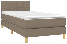 vidaXL Κρεβάτι Boxspring με Στρώμα &amp; LED Taupe 90x190 εκ. Υφασμάτινο