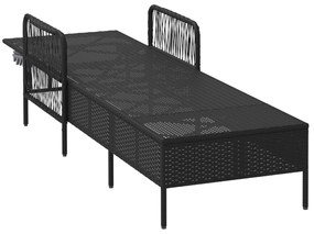 vidaXL Ξαπλώστρα Μαύρη και Κρεμ PE Ρατάν 157 x 55 x 92 εκ.