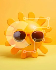 Intra Συλλεκτικό Ξύλινο Παζλ Plywood  4mm - Κίτρινο παιχνίδι ηλίου με γυαλιά ηλίου Σε Ξύλινο Κουτί - Διαστάσεις Puzzle: 10x10 cm – 25 κομμάτια