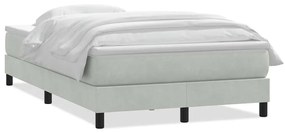 Κρεβάτι Boxspring με Στρώμα Ανοιχτό Γκρι 120x210 εκ. Βελούδινο - Γκρι