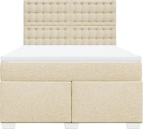 vidaXL Κρεβάτι Boxspring με Στρώμα Κρεμ 140x200 εκ. Υφασμάτινο