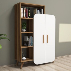 Βιβλιοθήκη Καρυδί / Λευκό DRINO 90x32x132