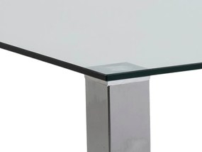 Τραπέζι Oakland 151, Ασημί, 75x90x180cm, Επεξεργασμένο γυαλί, Μέταλλο