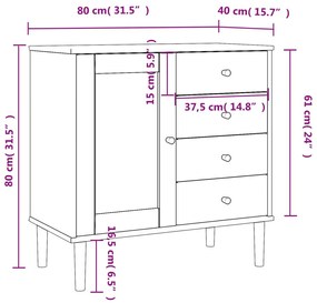 Μπουφές SENJA Καφέ / Ρατάν 80 x 40 x 80 εκ. Μασίφ Ξύλο Πεύκου - Καφέ