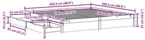 Σκελετός Κρεβατιού Χωρίς Στρώμα 200x200 εκ Μασίφ Ξύλο Πεύκου - Καφέ