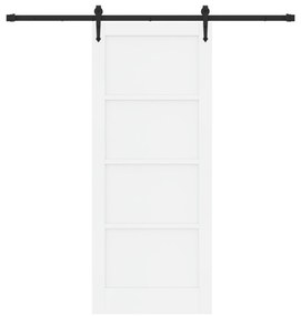 vidaXL Συρόμενη Πόρτα με Σετ Υλικών Λευκή 83x202 εκ. Συμπαγές Ξύλο Πεύκου