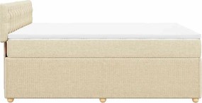 vidaXL Κρεβάτι Boxspring με Στρώμα Κρεμ 160x200 εκ. Υφασμάτινο