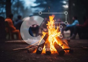 Intra Συλλεκτικό Ξύλινο Παζλ Plywood  4mm - Campfire in the Woods with People Σε Ξύλινο Κουτί - Διαστάσεις: 10x10 cm – 25 κομμάτια