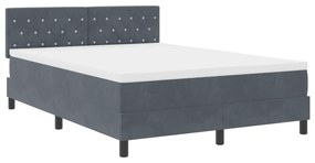 vidaXL κρεβάτι με στρώμα & LED  Σκούρο Γκρι 140x200 εκ Βελούδο