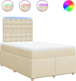 vidaXL Κρεβάτι Boxspring με Στρώμα Κρεμ 120x190 εκ. Υφασμάτινο