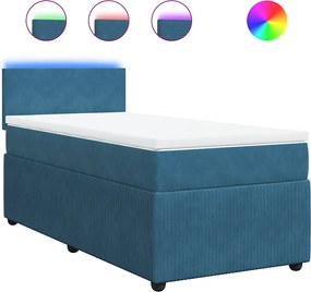 vidaXL Κρεβάτι Boxspring με Στρώμα Μπλε 80 x 200 εκ. Βελούδινο