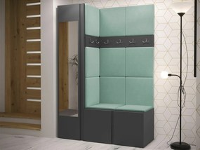 Σετ διαδρόμου Hartford 277, 186x124x46cm, 66 kg, Καθρέφτης, Γραφίτης, Πλαστικοποιημένη μοριοσανίδα, Ταπισερί, Εντοιχισμένη, Τοίχου | Epipla1.gr