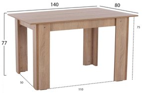 ΤΡΑΠΕΖΙ ΚΟΥΖΙΝΑΣ 140x80x77Υεκ. SONAMA OAK HM2429.01