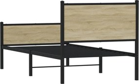 vidaXL Σκελετός Κρεβ. Χωρίς Στρώμα Sonoma Δρυς 75x190 εκ. Μεταλλικό