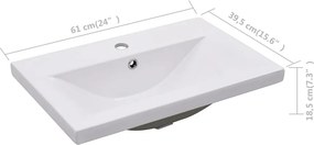vidaXL Νιπτήρας Ένθετος Λευκός 61 x 39,5 x 18,5 εκ. Κεραμικός