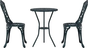 vidaXL Σετ Μπιστρό Κήπου 3 pcs Πράσινο Αλουμίνιο