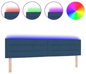 vidaXL LED κεφαλάρι με φώτα λωρίδας LED Επιτοίχιο Μπλε 200 cm ύφασμα