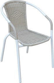 Πολυθρόνα BALENO Μεταλική Άσπρο/Beige Wicker 53x58x77cm