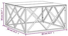 ΤΡΑΠΕΖΙ ΣΑΛΟΝΙΟΥ ΑΣΗΜΙ 80X80X40 ΕΚ. ΑΝΟΞΕΙΔΩΤΟ ΑΤΣΑΛΙ ΚΑΙ ΓΥΑΛΙ 349971