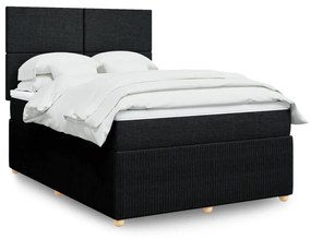 vidaXL Κρεβάτι Boxspring με Στρώμα Μαύρο 160x200 εκ. Υφασμάτινο