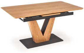 Τραπέζι Houston 1427, Δρυς, Μαύρο, 77x90x160cm, 102 kg, Επιμήκυνση, Ινοσανίδες μέσης πυκνότητας, Φυσικό ξύλο καπλαμά | Epipla1.gr