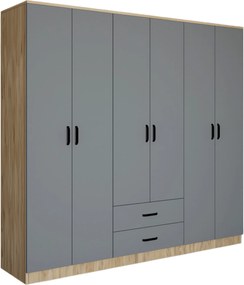 Εξαφυλλη Ντουλαπα Γκρι/Καρυδια SYLVA VOVESA 45x180x190
