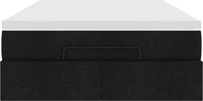 vidaXL Οθωμανικό κρεβάτι με στρώμα Μαύρο 120x190 cm Ύφασμα