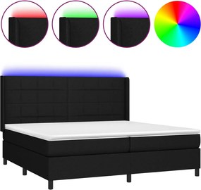 vidaXL Κρεβάτι Boxspring με Στρώμα &amp; LED Μαύρο 200x200 εκ. Υφασμάτινο