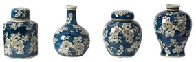 Artekko Lavish Διακοσμητικά Κεραμικά Βαζάκια σε Άσπρο με Μπλε (12.7x12.7x16.5)cm 4pcs Artekko 2272