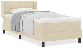 vidaXL Box Spring Bed με Στρώμα Κρεμ 90x200 εκ. Ύφασμα