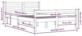 ΠΛΑΙΣΙΟ ΚΡΕΒΑΤΙΟΥ ΛΕΥΚΟ 150 X 200 ΕΚ. ΜΑΣΙΦ ΞΥΛΟ 5FT KING SIZE 814825