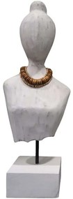 Διακοσμητική Προτομή Kasma II 312-000045 18x12x43cm Natural- White Inart Metal,Wood