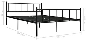 vidaXL Πλαίσιο Κρεβατιού Μαύρο 180 x 200 εκ. Μεταλλικό