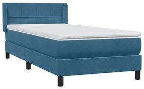 vidaXL Κρεβάτι Boxspring με Στρώμα Σκούρο Μπλε 80x220 εκ. Βελούδινο