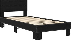 vidaXL Κρεβάτι με Κεφαλάρι Μαύρη Δρυς 80 x 200 cm Επεξεργασμένο Ξύλο