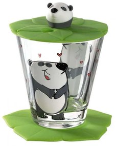 Ποτήρι Παιδικό Με Καπάκι Και Σουβέρ Panda (Σετ 3Τμχ) 034799L Multi Leonardo Γυαλί