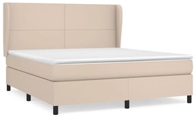 Κρεβάτι Boxspring με Στρώμα Καπουτσίνο 160x200εκ.από Συνθ.Δέρμα - Καφέ