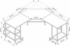 Γραφείο Ανθρακί MIDU 180x60x76