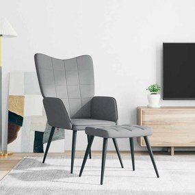vidaXL Πολυθρόνα Relax Ανοιχτό Γκρι Υφασμάτινη με Σκαμπό