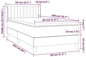 vidaXL Κρεβάτι Boxspring με Στρώμα Μαύρο 80 x 200 εκ. Υφασμάτινο