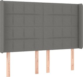 vidaXL Κρεβάτι Boxspring με Στρώμα &amp; LED Σκ.Γκρι 140x190εκ. Υφασμάτινο