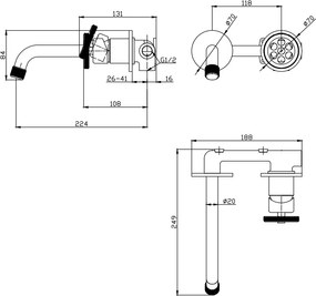 Karag Inna 23586 Cromo - Εντοιχιζόμενη μπαταρία νιπτήρα