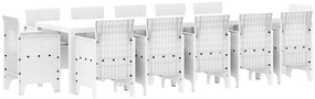 vidaXL Σέτ φαγητού για κήπο με μαξιλάρι 13 pcs Λευκό και Ανοιχτό γκρι