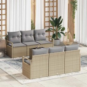 vidaXL Σετ Καναπέ Κήπου με μαξιλάρι 7 pcs Μπεζ, Γκρι 55 x 55 x 37 εκ