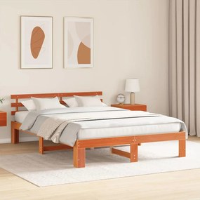 vidaXL Σκελετός Κρεβατιού Καφέ 140 x 200 cm Μασίφ ξύλο πεύκου